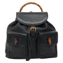 GUCCI Bamboo Backpack Leather Black Gold 003 2058 0016 Auth 136184-13