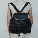GUCCI Bamboo Backpack Leather Black Gold 003 2058 0016 Auth 136184-25