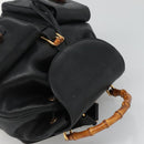 GUCCI Bamboo Backpack Leather Black Gold 003 2058 0016 Auth 136184-6