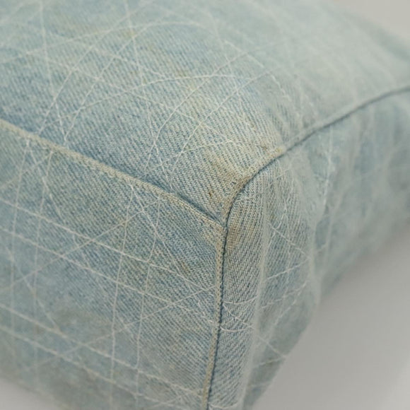 Christian Dior Canage Hand Bag Denim Light Blue Silver Auth 136187