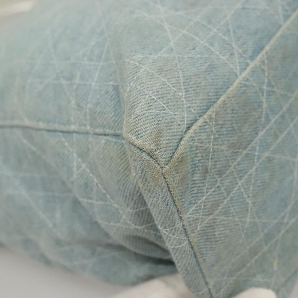 Christian Dior Canage Hand Bag Denim Light Blue Silver Auth 136187