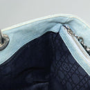 Christian Dior Canage Hand Bag Denim Light Blue Silver Auth 136187-18