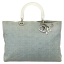 Christian Dior Canage Hand Bag Denim Light Blue Silver Auth 136187-13