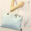 Christian Dior Canage Hand Bag Denim Light Blue Silver Auth 136187-26