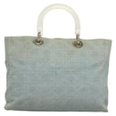 Christian Dior Canage Hand Bag Denim Light Blue Silver Auth 136187-2