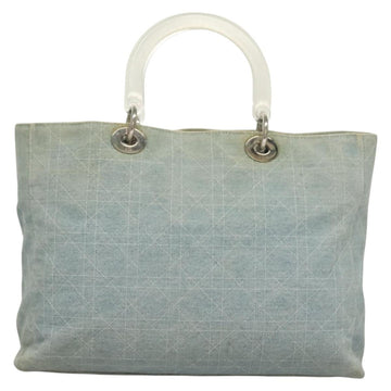 Christian Dior Canage Hand Bag Denim Light Blue Silver Auth 136187 - 0