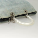 Christian Dior Canage Hand Bag Denim Light Blue Silver Auth 136187-6