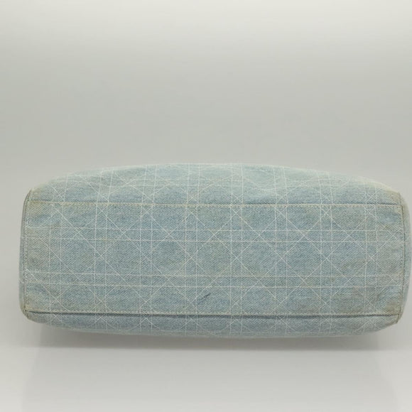 Christian Dior Canage Hand Bag Denim Light Blue Silver Auth 136187