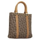 Christian Dior Trotter Canvas Hand Bag Brown Gold Auth 136188-1