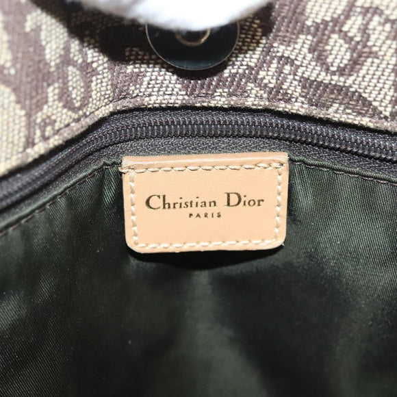 Christian Dior Trotter Canvas Hand Bag Brown Gold Auth 136188