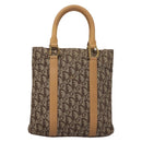 Christian Dior Trotter Canvas Hand Bag Brown Gold Auth 136188-2