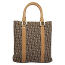 Christian Dior Trotter Canvas Hand Bag Brown Gold Auth 136188-3
