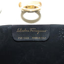 Salvatore Ferragamo Chain Gancini Shoulder Bag Leather White Gold Auth 136190-17