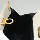 Salvatore Ferragamo Chain Gancini Shoulder Bag Leather White Gold Auth 136190-19