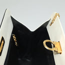 Salvatore Ferragamo Chain Gancini Shoulder Bag Leather White Gold Auth 136190-20