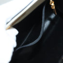 Salvatore Ferragamo Chain Gancini Shoulder Bag Leather White Gold Auth 136190-21