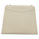 Salvatore Ferragamo Chain Gancini Shoulder Bag Leather White Gold Auth 136190-3