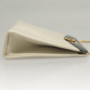 Salvatore Ferragamo Chain Gancini Shoulder Bag Leather White Gold Auth 136190-5