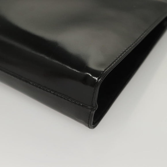 Salvatore Ferragamo Chain Gancini Bag Patent leather Black Gold Auth 136191