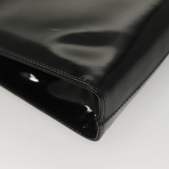 Salvatore Ferragamo Chain Gancini Bag Patent leather Black Gold Auth 136191