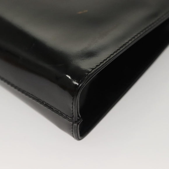 Salvatore Ferragamo Chain Gancini Bag Patent leather Black Gold Auth 136191