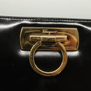 Salvatore Ferragamo Chain Gancini Bag Patent leather Black Gold Auth 136191-15