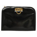 Salvatore Ferragamo Chain Gancini Bag Patent leather Black Gold Auth 136191-2