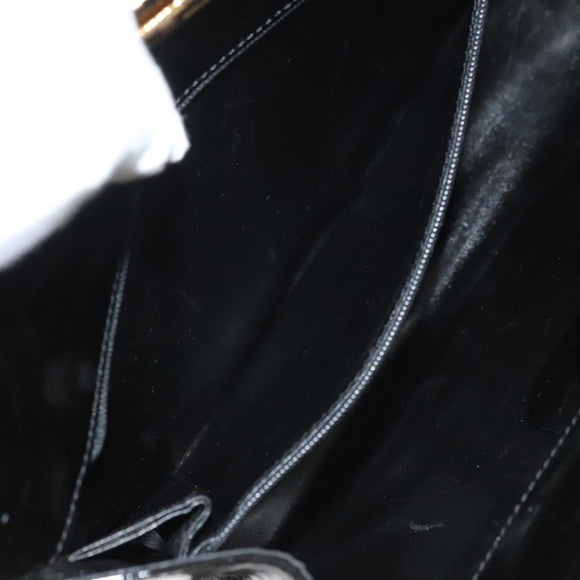 Salvatore Ferragamo Chain Gancini Bag Patent leather Black Gold Auth 136191