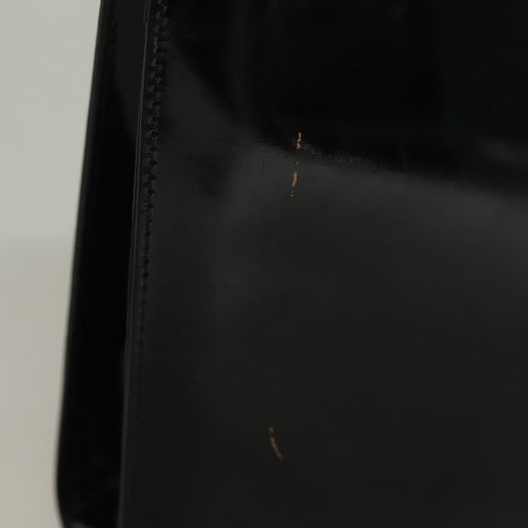 Salvatore Ferragamo Chain Gancini Bag Patent leather Black Gold Auth 136191