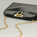 Salvatore Ferragamo Chain Gancini Bag Patent leather Black Gold Auth 136191-7