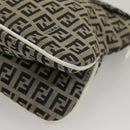 FENDI Zucchino Canvas Mamma Baguette Shoulder Bag Navy Silver Auth 136195-15