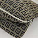 FENDI Zucchino Canvas Mamma Baguette Shoulder Bag Navy Silver Auth 136195-17
