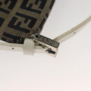 FENDI Zucchino Canvas Mamma Baguette Shoulder Bag Navy Silver Auth 136195-18