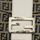 FENDI Zucchino Canvas Mamma Baguette Shoulder Bag Navy Silver Auth 136195-9