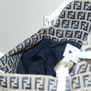 FENDI Zucchino Canvas Mamma Baguette Shoulder Bag Navy Silver Auth 136195-21