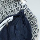 FENDI Zucchino Canvas Mamma Baguette Shoulder Bag Navy Silver Auth 136195-22