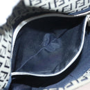 FENDI Zucchino Canvas Mamma Baguette Shoulder Bag Navy Silver Auth 136195-23