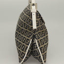 FENDI Zucchino Canvas Mamma Baguette Shoulder Bag Navy Silver Auth 136195-4