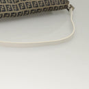 FENDI Zucchino Canvas Mamma Baguette Shoulder Bag Navy Silver Auth 136195-7