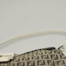 FENDI Zucchino Canvas Mamma Baguette Shoulder Bag Navy Silver Auth 136195-14