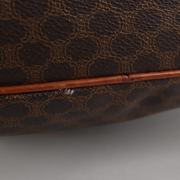 CELINE Macadam Canvas Shoulder Bag PVC Leather Brown Gold Auth 136201