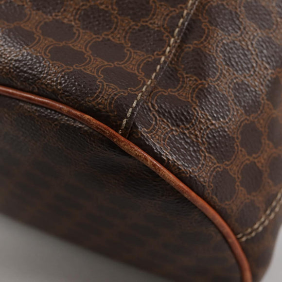 CELINE Macadam Canvas Shoulder Bag PVC Leather Brown Gold Auth 136201