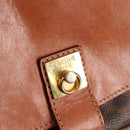 CELINE Macadam Canvas Shoulder Bag PVC Leather Brown Gold Auth 136201-18