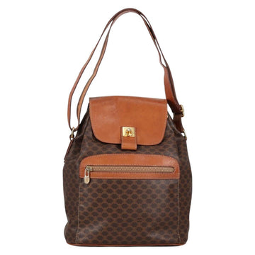 CELINE Macadam Canvas Shoulder Bag PVC Leather Brown Gold Auth 136201 - 0