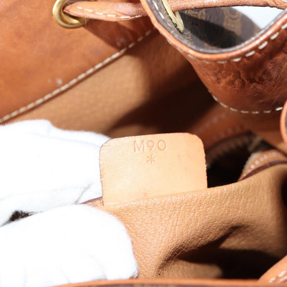 CELINE Macadam Canvas Shoulder Bag PVC Leather Brown Gold Auth 136201