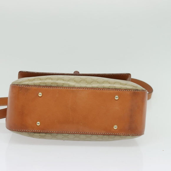CELINE Macadam Canvas Hand Bag PVC 2way Beige Gold Auth 136202