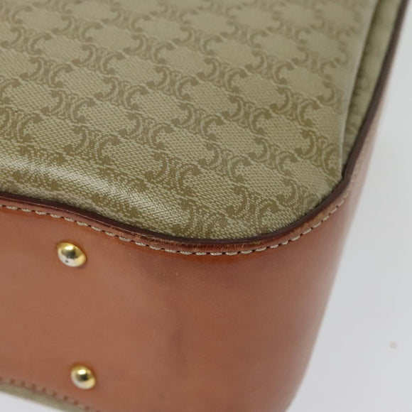 CELINE Macadam Canvas Hand Bag PVC 2way Beige Gold Auth 136202