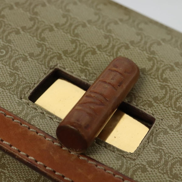 CELINE Macadam Canvas Hand Bag PVC 2way Beige Gold Auth 136202