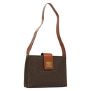 CELINE Macadam Canvas Shoulder Bag PVC Leather Brown Gold Auth 136203-1