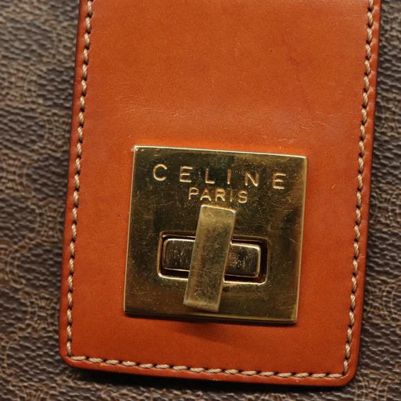 CELINE Macadam Canvas Shoulder Bag PVC Leather Brown Gold Auth 136203